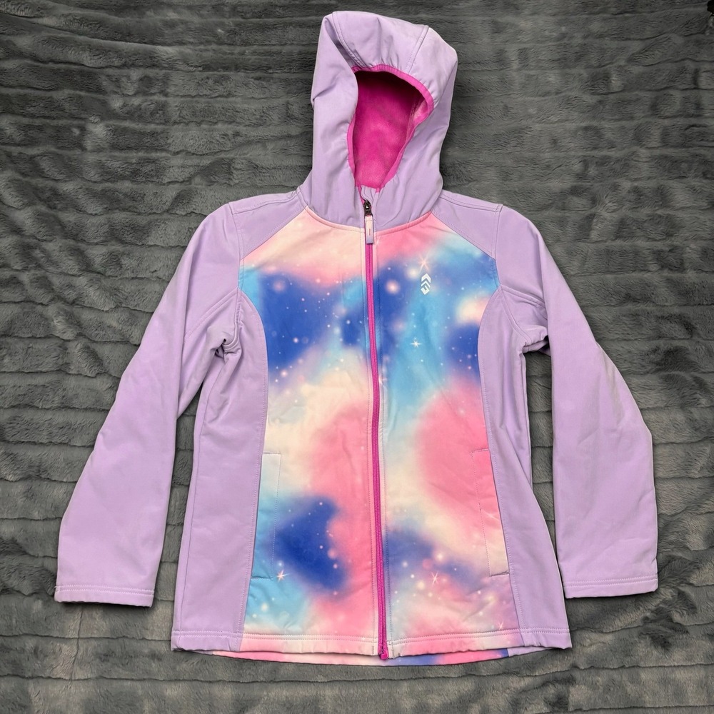 Free Country Girls Purple Galaxy Fleece Lined Softshell Hooded Jacket Size 14/16